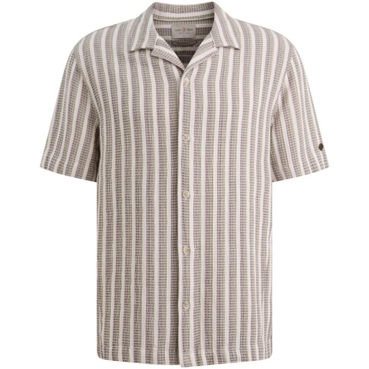 Cast Iron Short Sleeve Shirt Stripe new mesh Silve