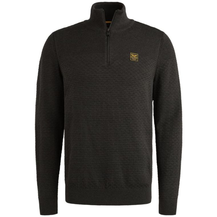 PME-Legend Half zip collar cotton mouline (or Blac