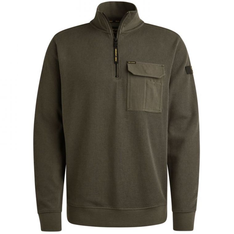 PME-Legend Half zip collar knit look jersey Beluga