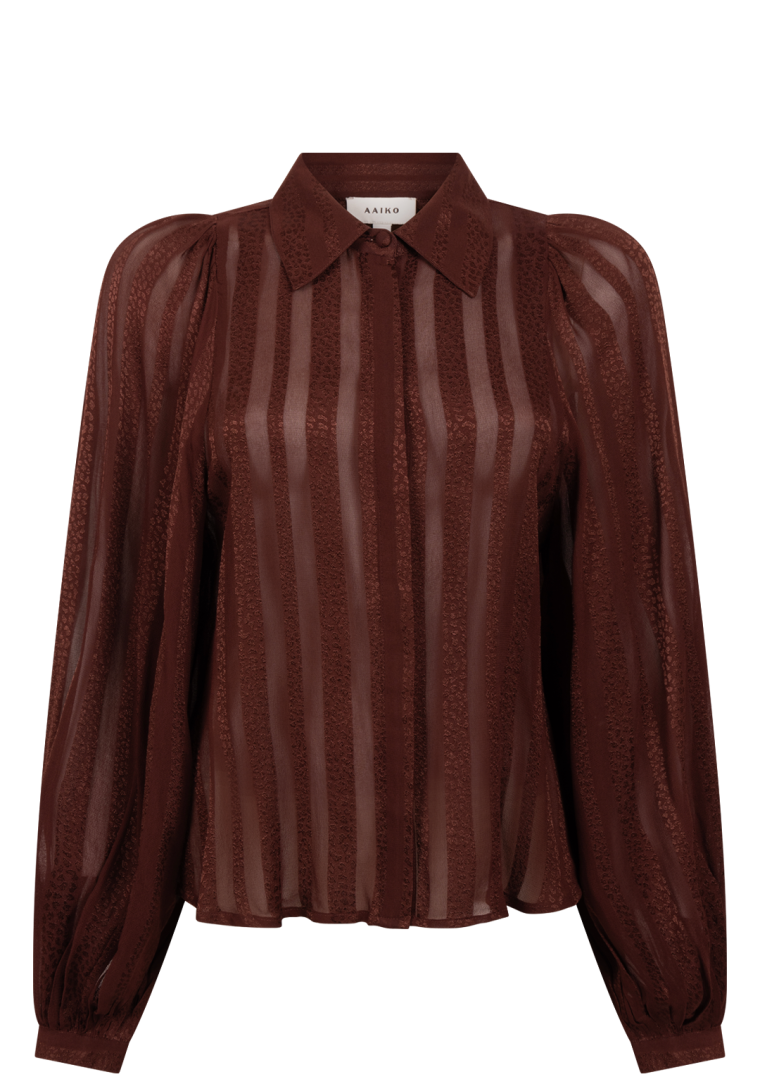 Aaiko rose stripes vis blouse spicy chocolate