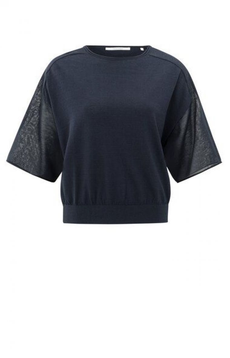YAYA Boatneck sweater with transpar total eclipse 