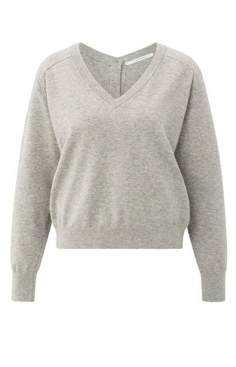 YAYA Sweater met dubbele V-hals brownish grey