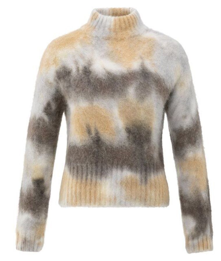 YAYA Gebreide trui met print dark taupe grey dess