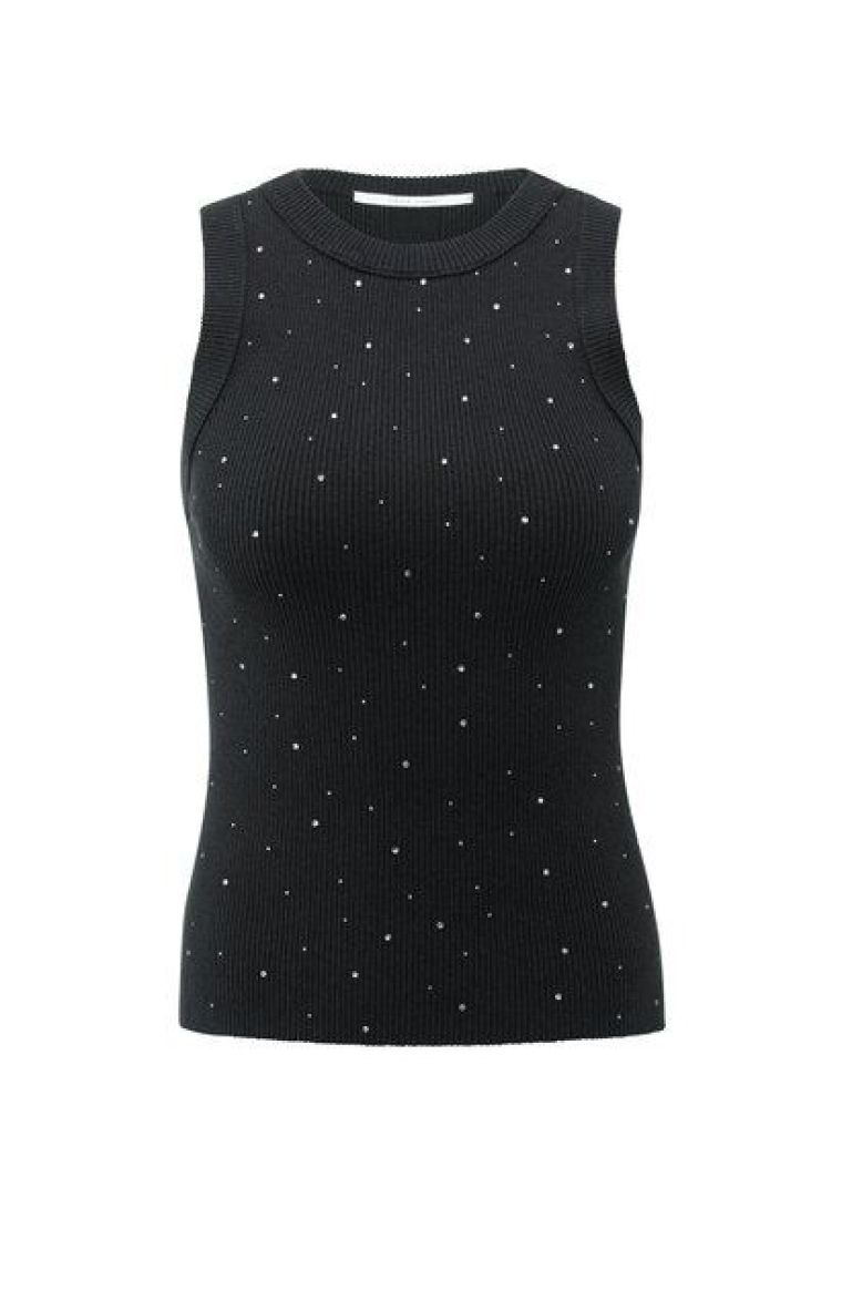 YAYA Tanktop met glinsterdetails black