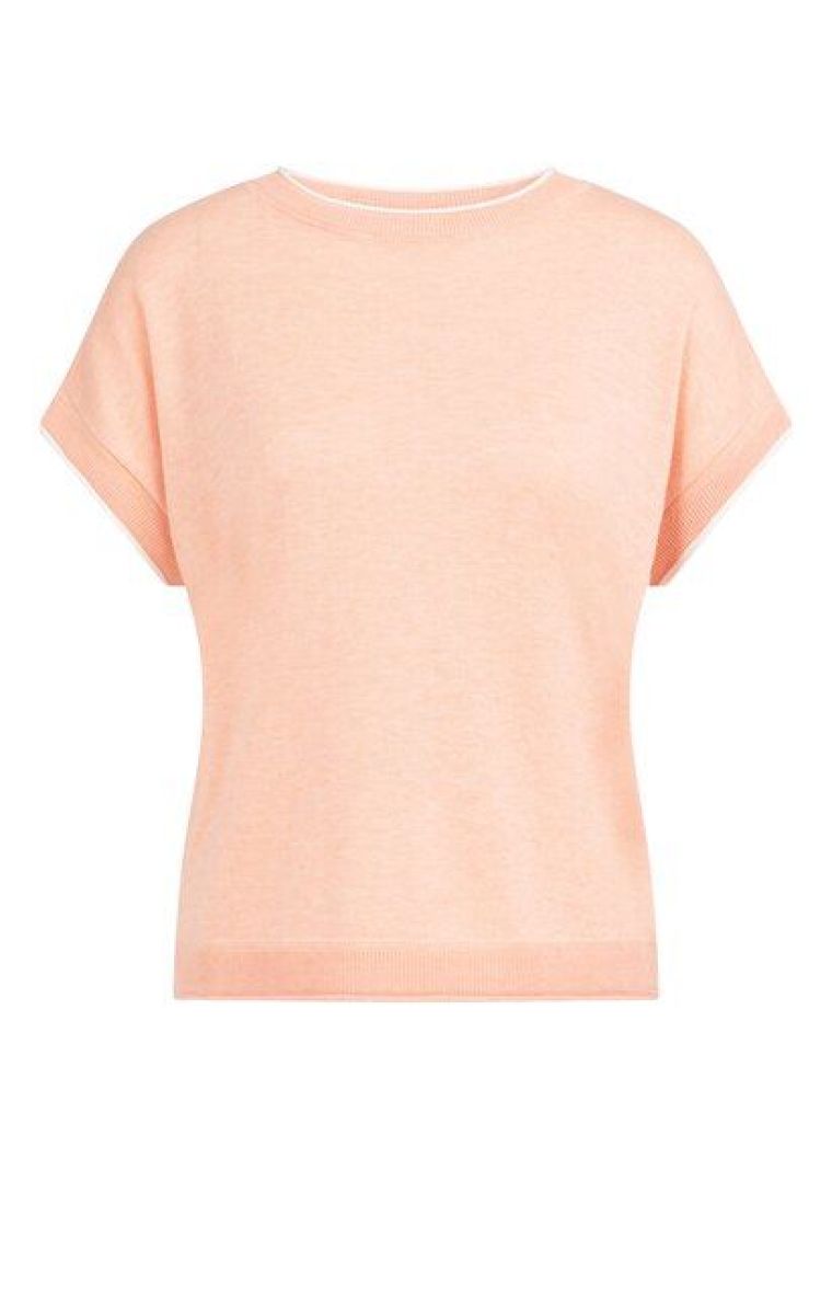 YAYA Knitted sweater with rolled ed peach palazzo 