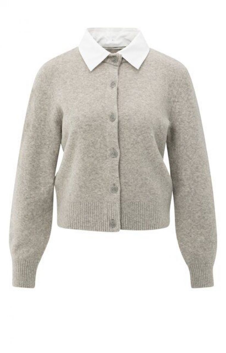YAYA Vest met afneembare kraag brownish grey