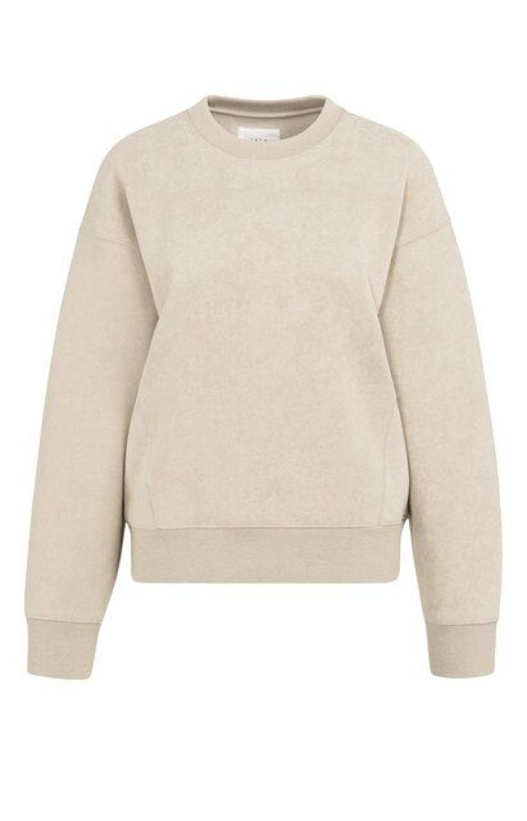 YAYA Sweater van stevige stof oxford tan brown
