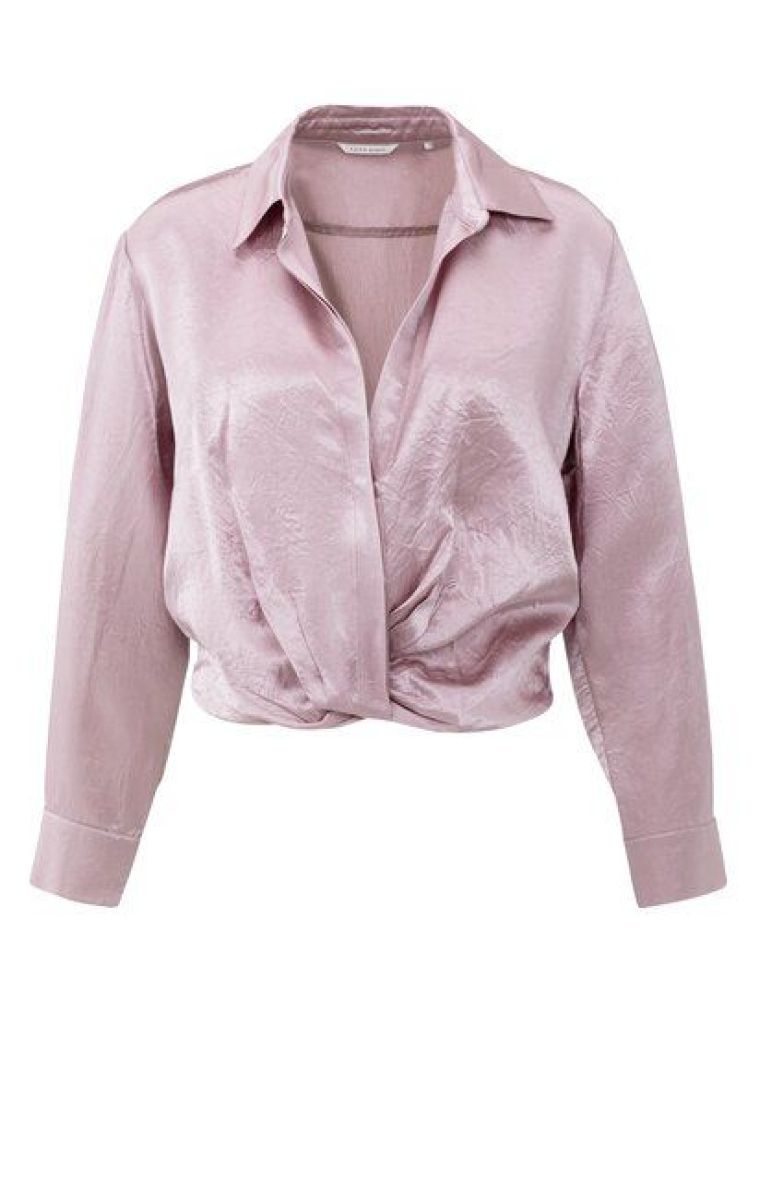 YAYA Cropped satijnen blouse cloud gray purple