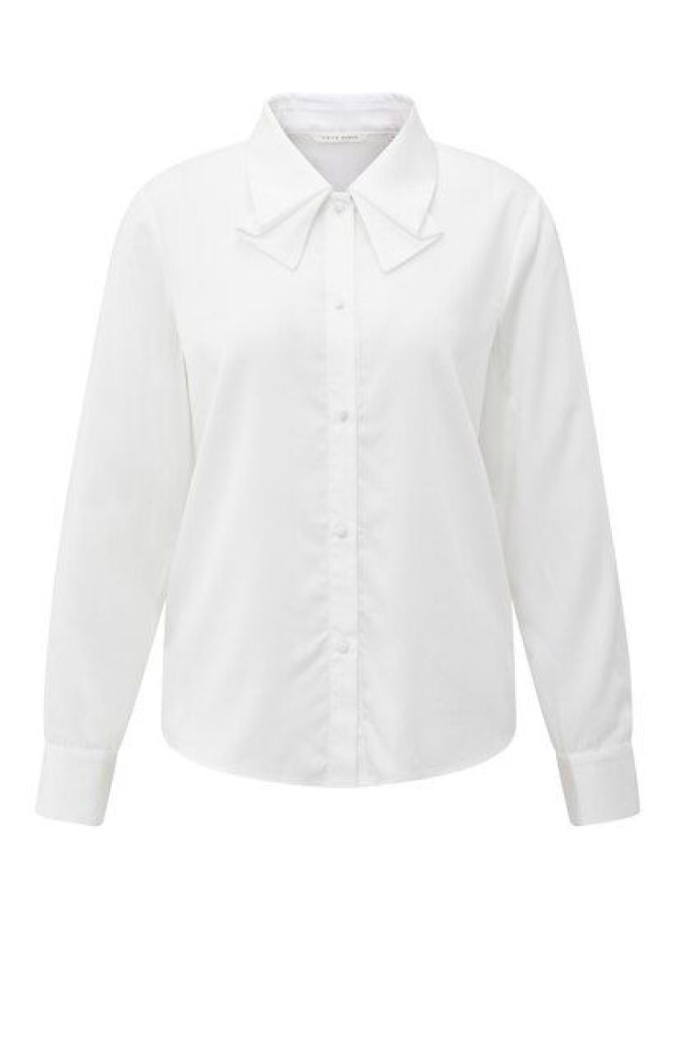 YAYA Blouse met kraagstrikdetail pure white