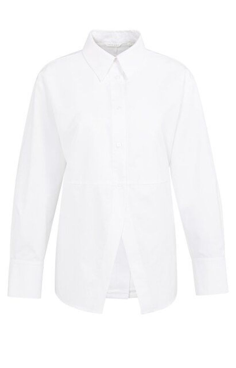 YAYA Poplin blouse met splitdetail pure white