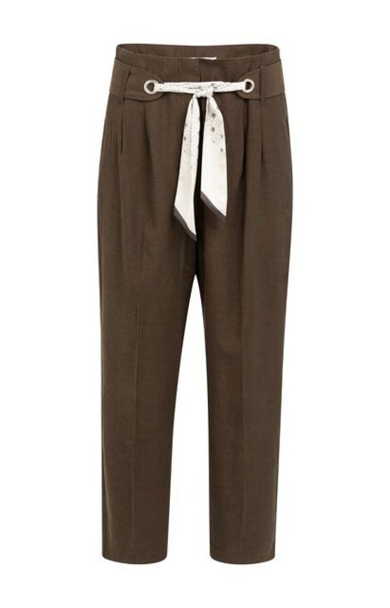 YAYA Broek met sjaalceintuur delicioso brown