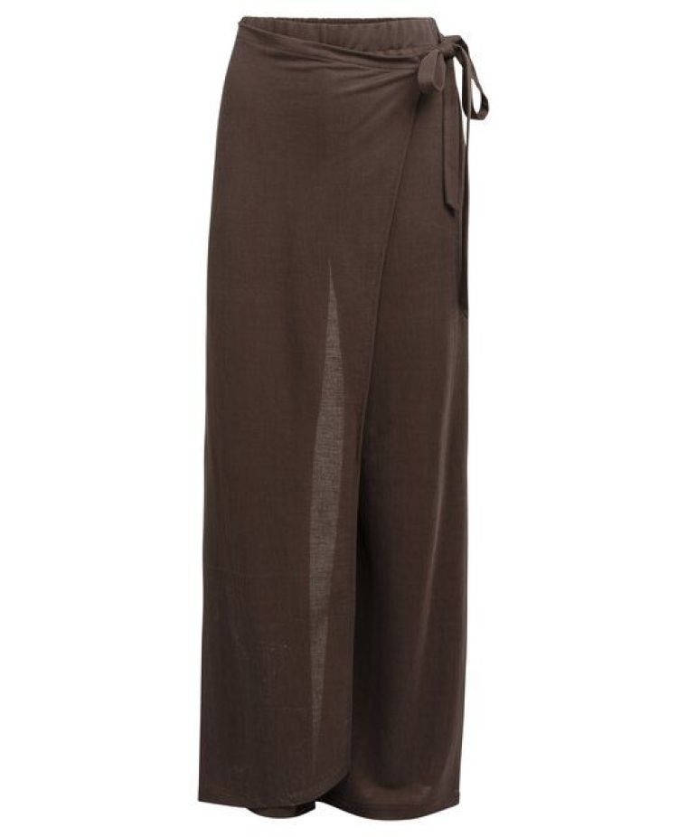 YAYA Jerseybroek met wijd model en aubergine purpl