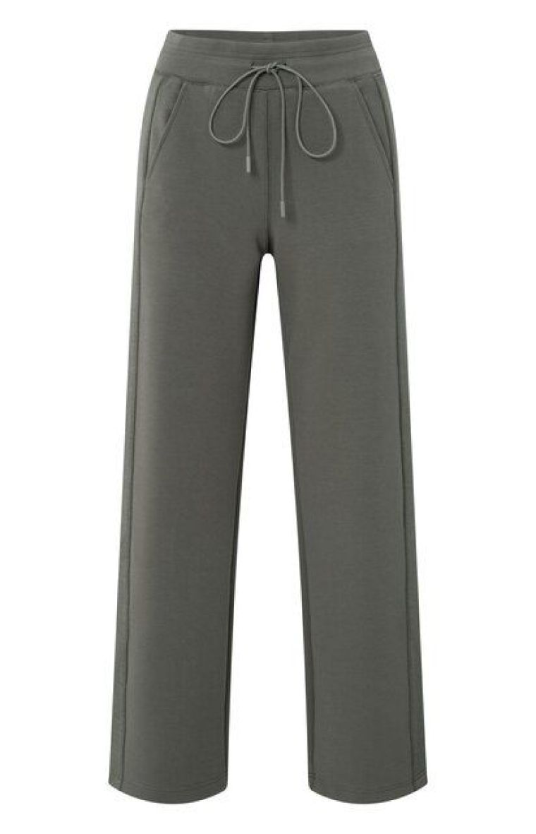 YAYA Jersey broek met wijde pijpen dark night grey