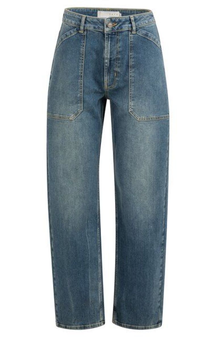 YAYA Cargobroek met laag kruis blue denim