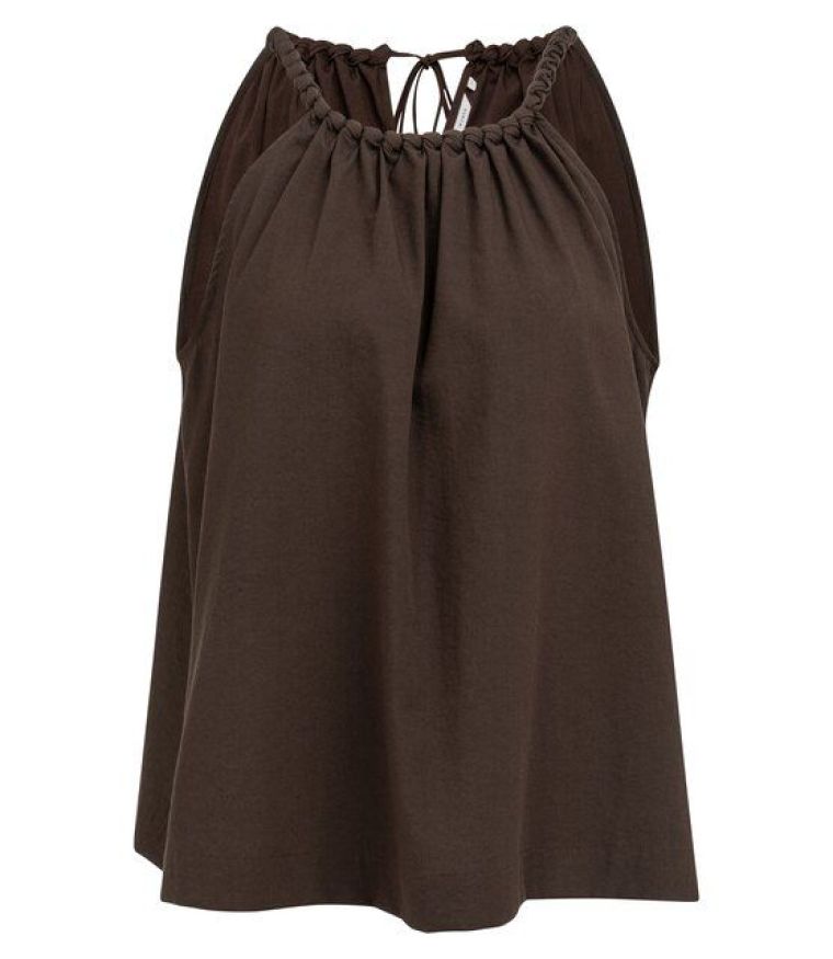 YAYA Haltertop met gevlochten halsl aubergine purp