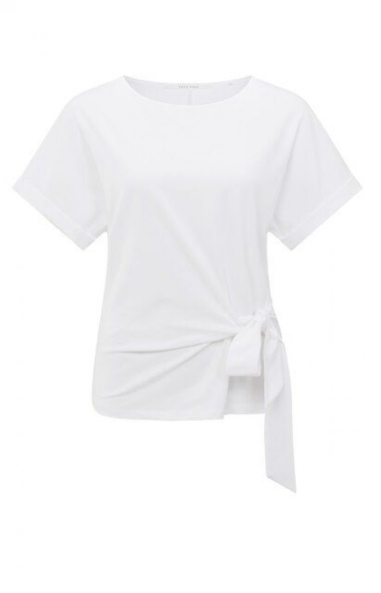 YAYA T-shirt with knotted detail pure white
