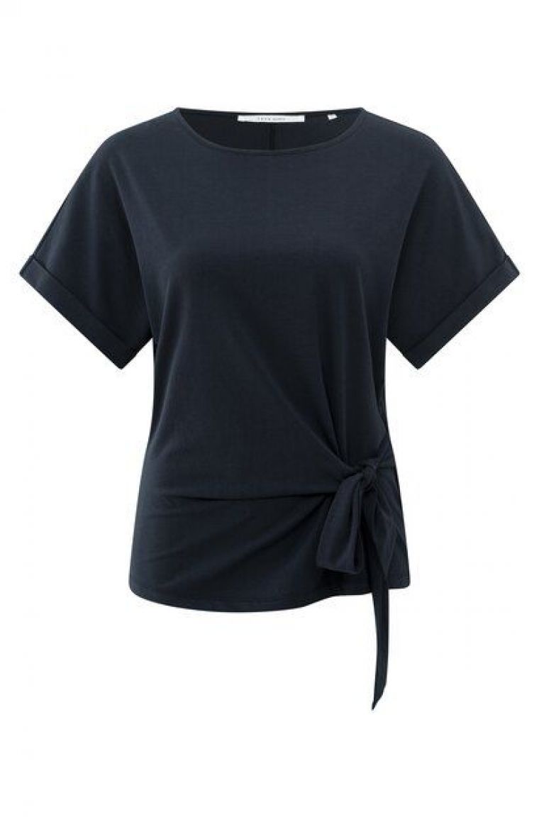 YAYA T-shirt with knotted detail total eclipse blu