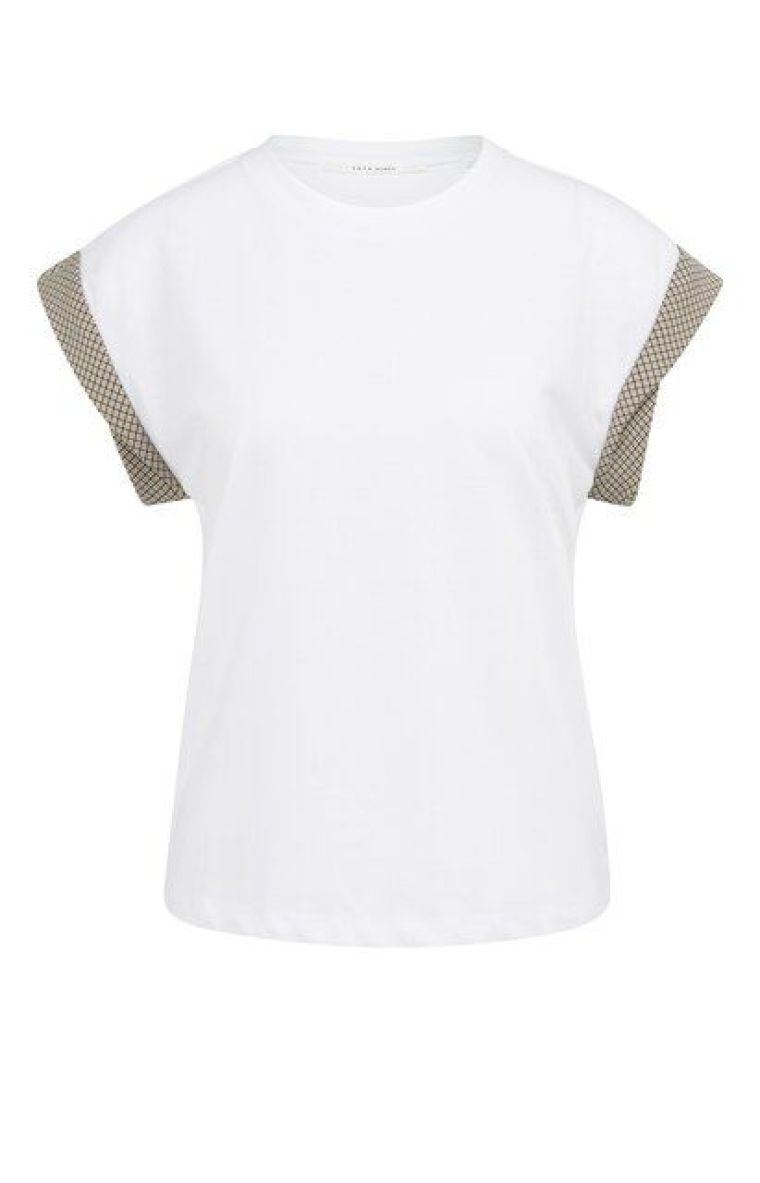 YAYA Top met geweven mouwdetails pure white