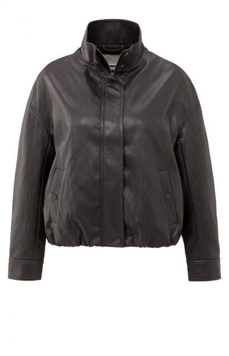 YAYA Korte jas van faux leer anthracite brown