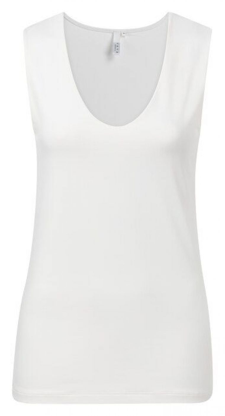 YAYA Round V-neck singlet off white