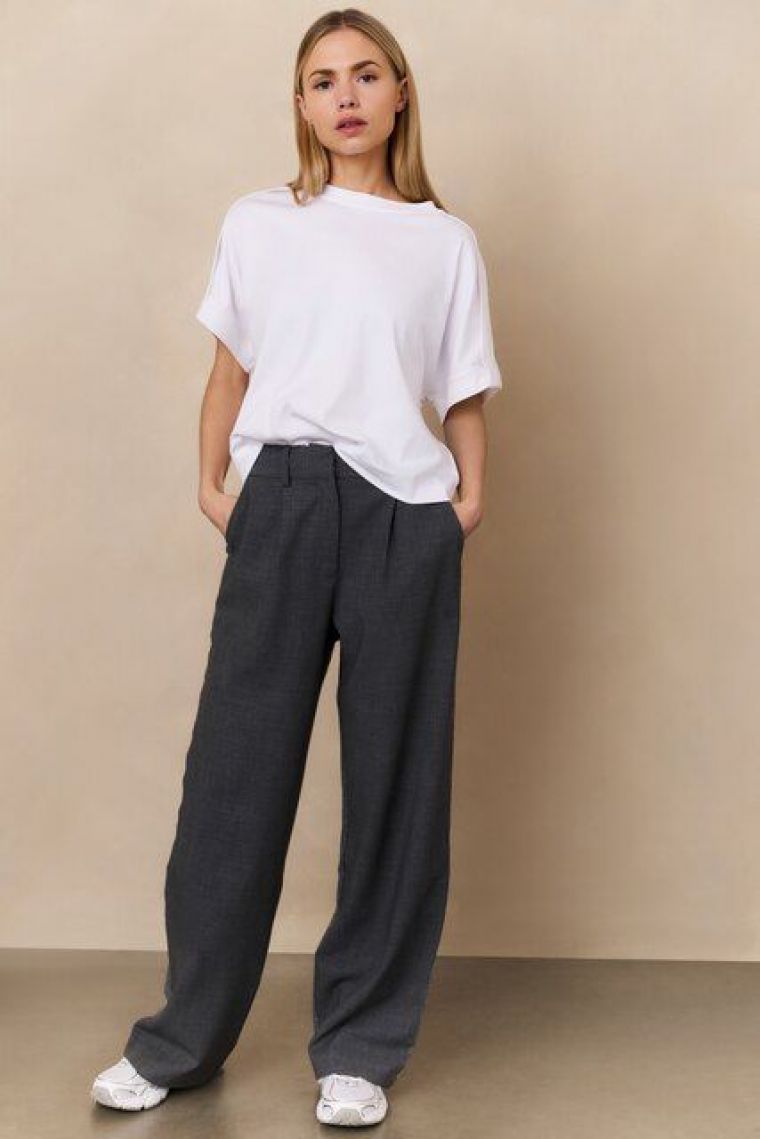 YAYA Jersey top met vouwdetails pure white