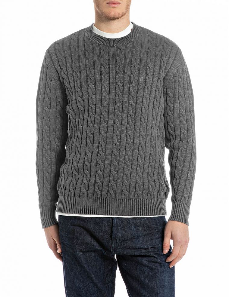 Replay maglia knit trui steel grey