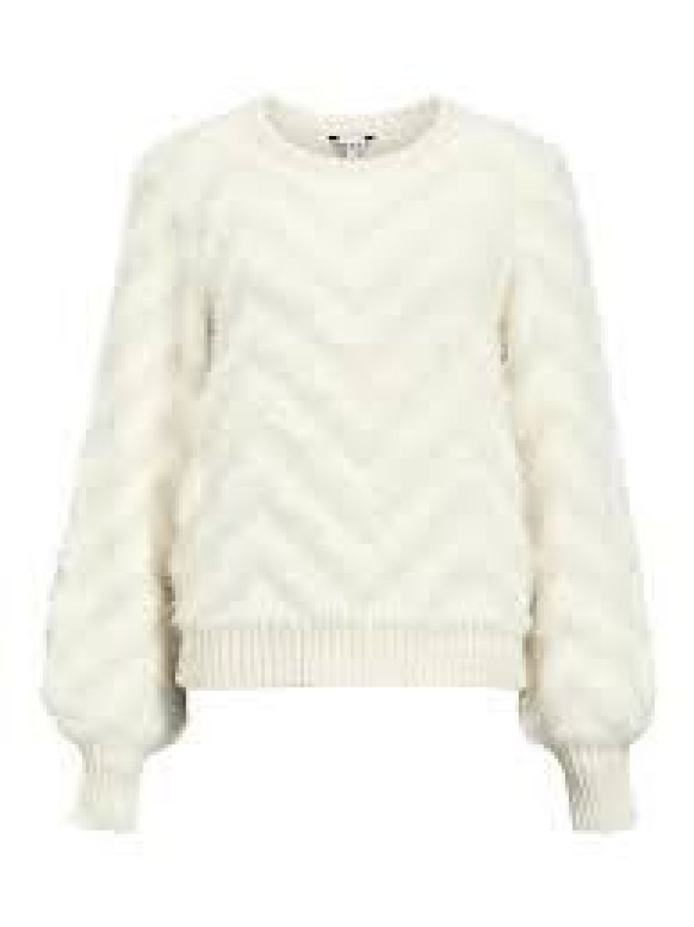 Object objhollow l/s knit pullover noos white sand