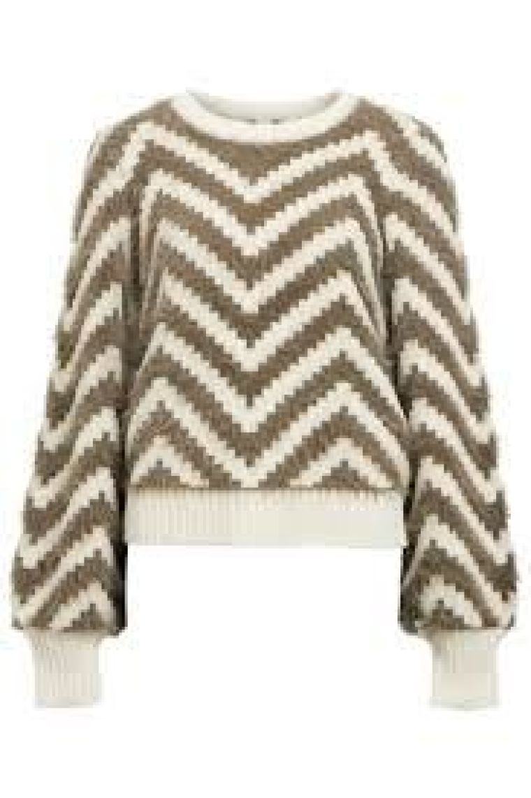 Object objhollow ls knit pullover white sand morel