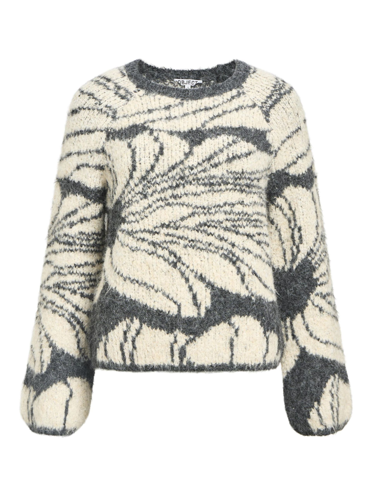 Object objjuline l/s knit pullover dark grey mel