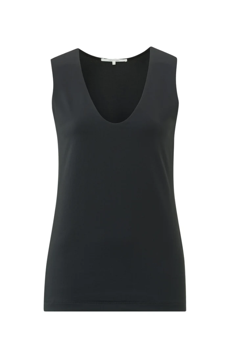 YAYA Round V-neck singlet pirate black