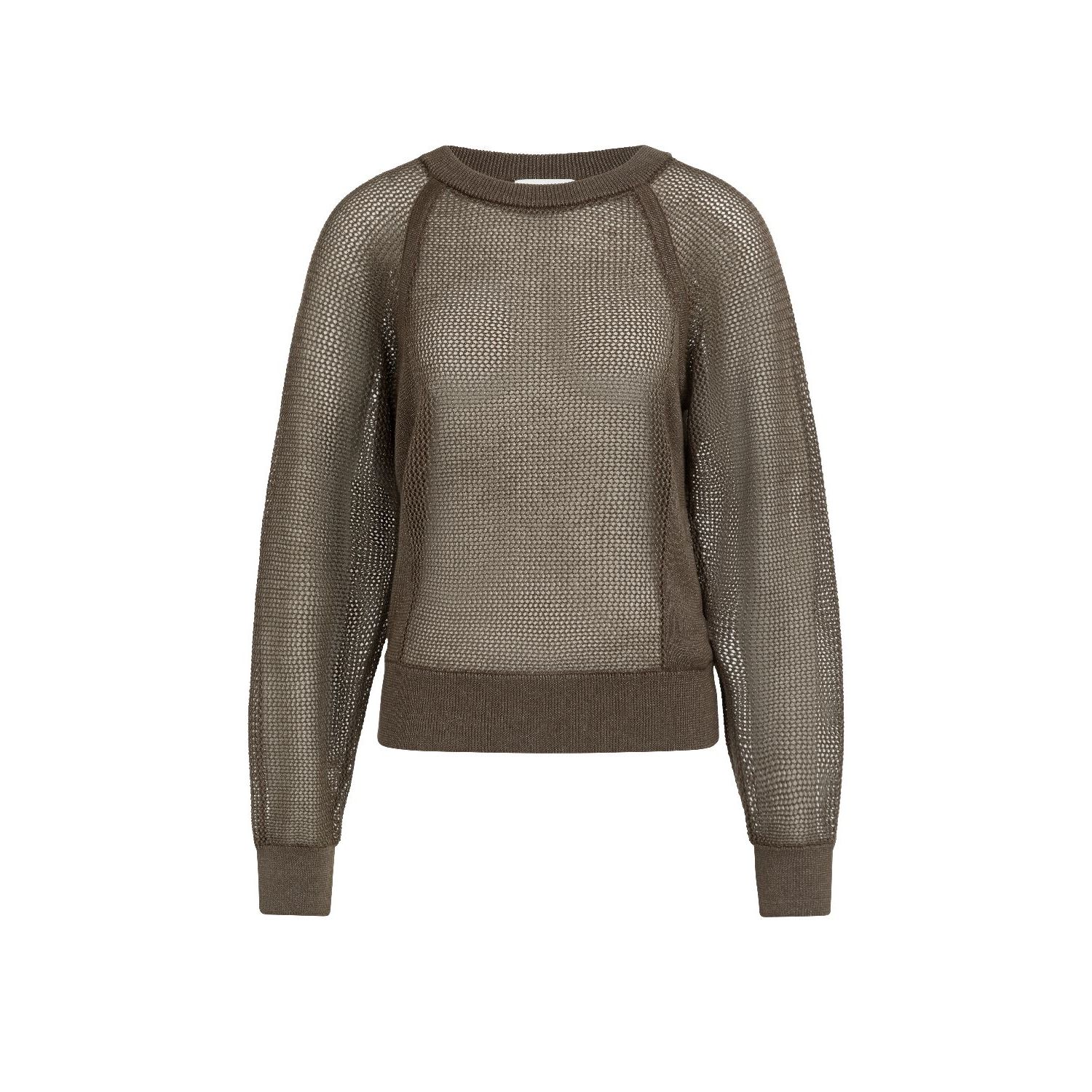 YAYA Trui met meshstructuur washed brown