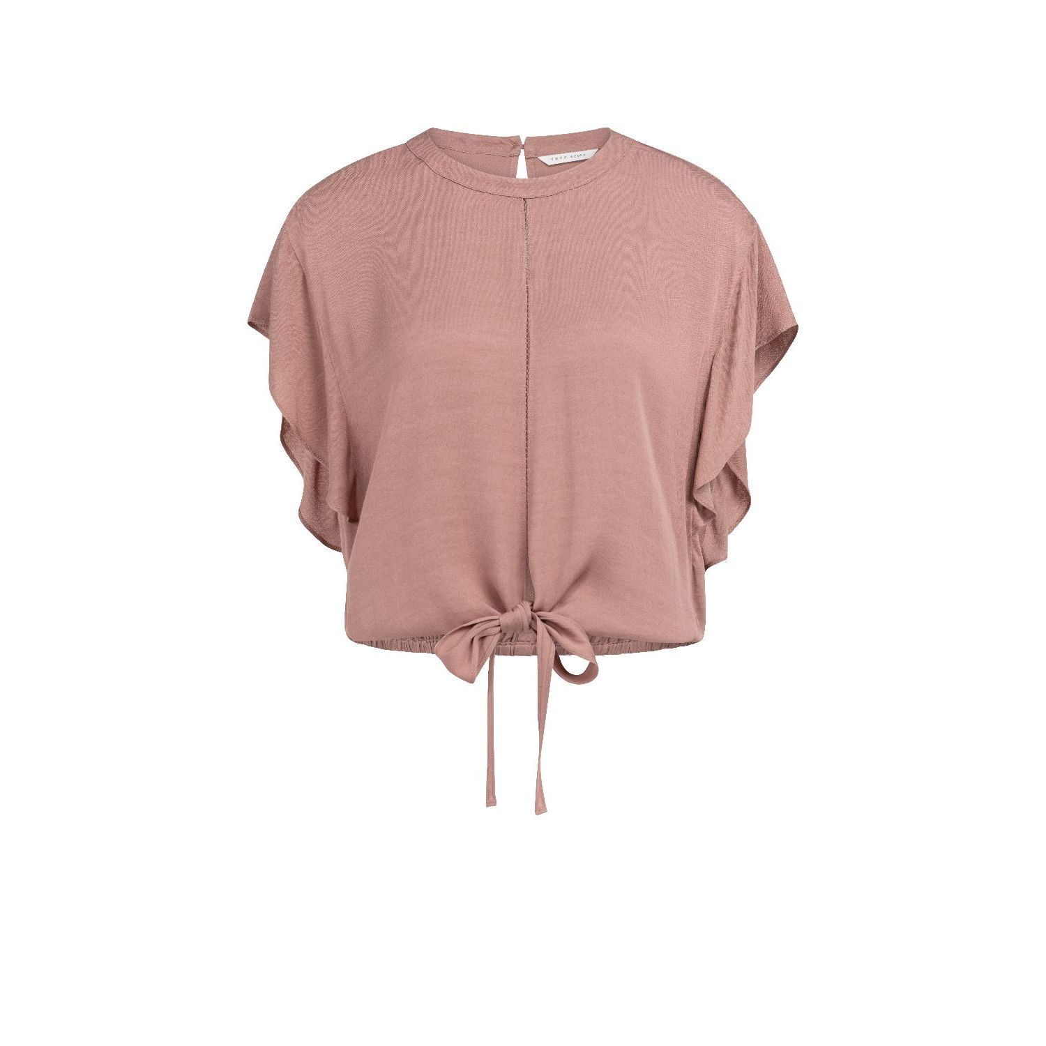 YAYA Flowy knotted top with elastic burlwood pink