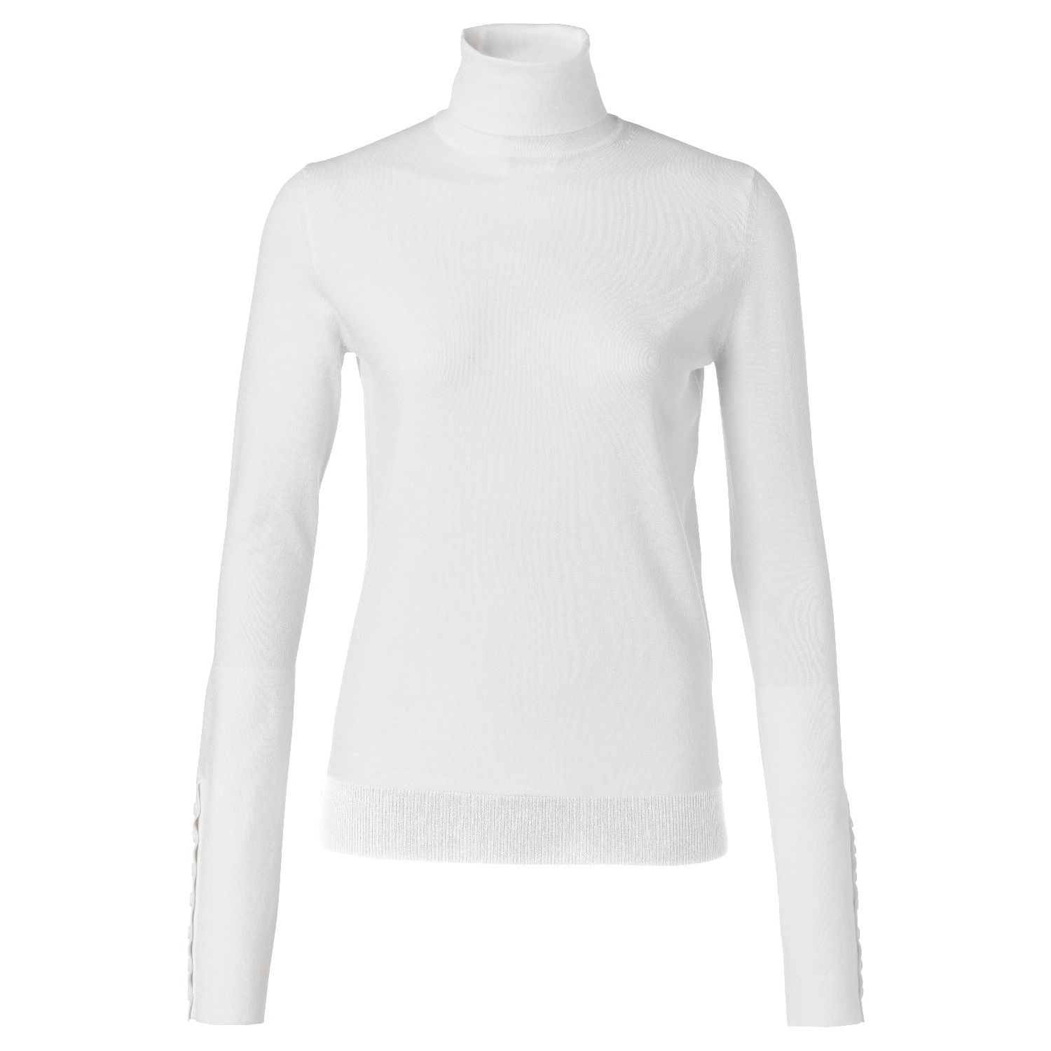 Yaya high neck sweater button wool white