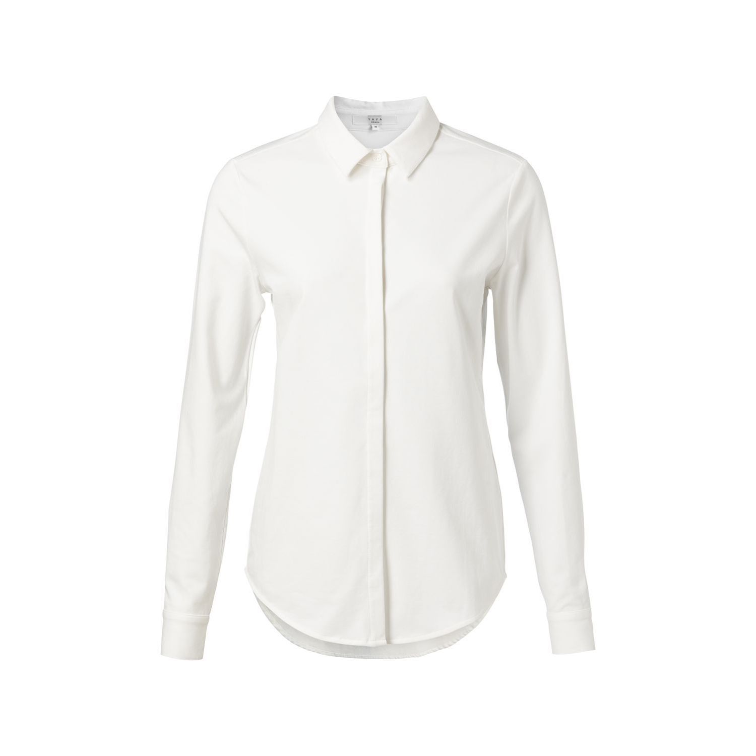 Yaya cotton blend shirt concealed closure white