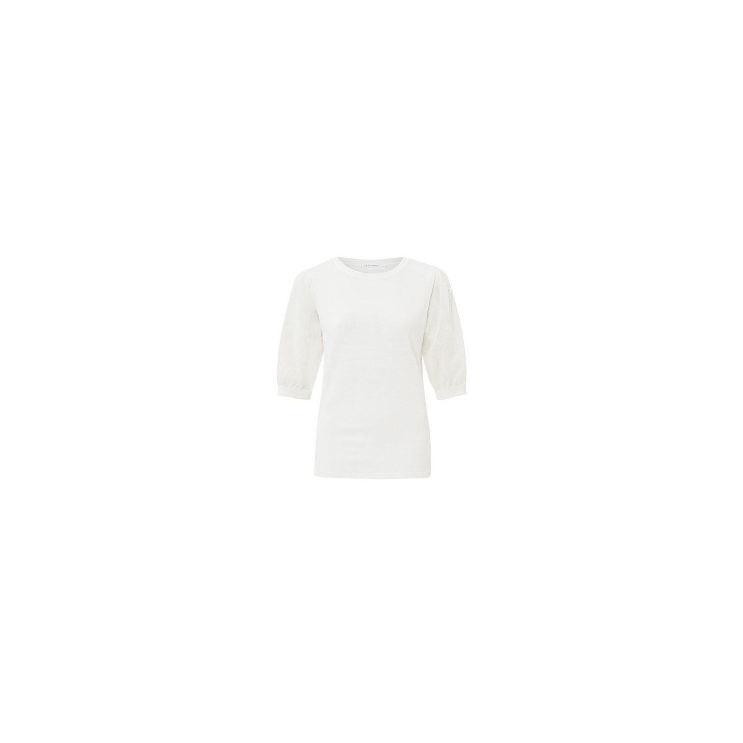 YAYA sweater round neck puff sleeves star white