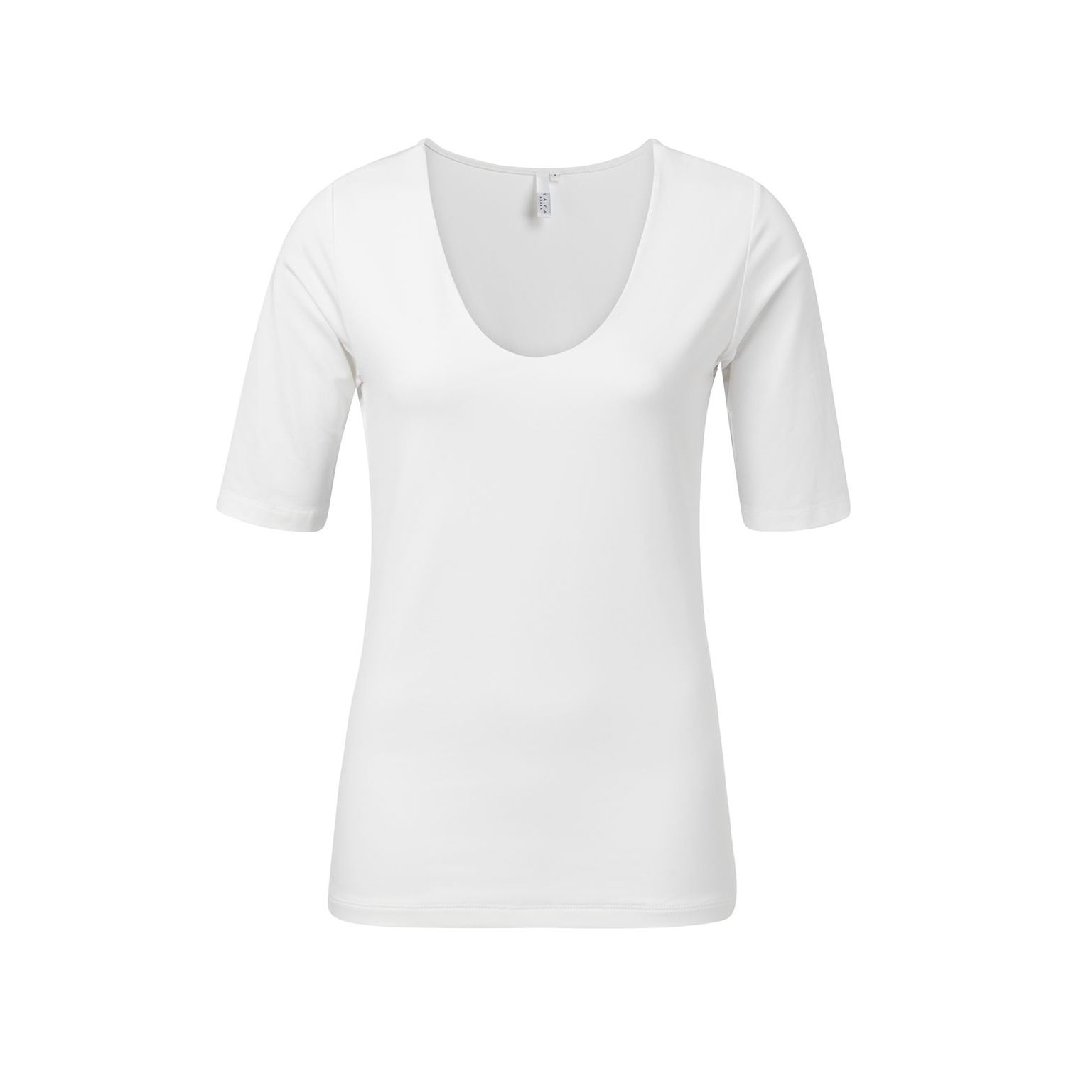 Yaya round v-neck top off white