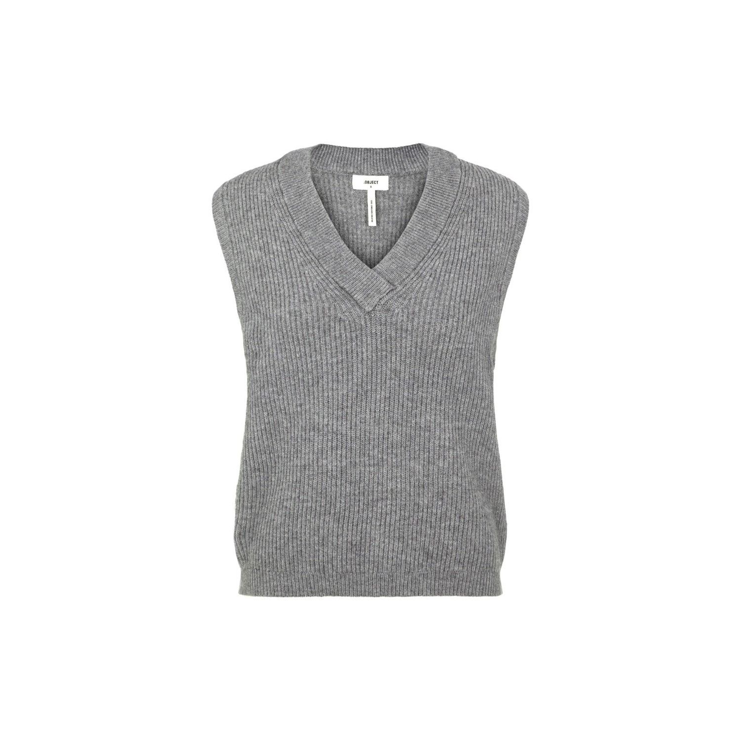 Object objmalena s/l knit waistcoat grey melange