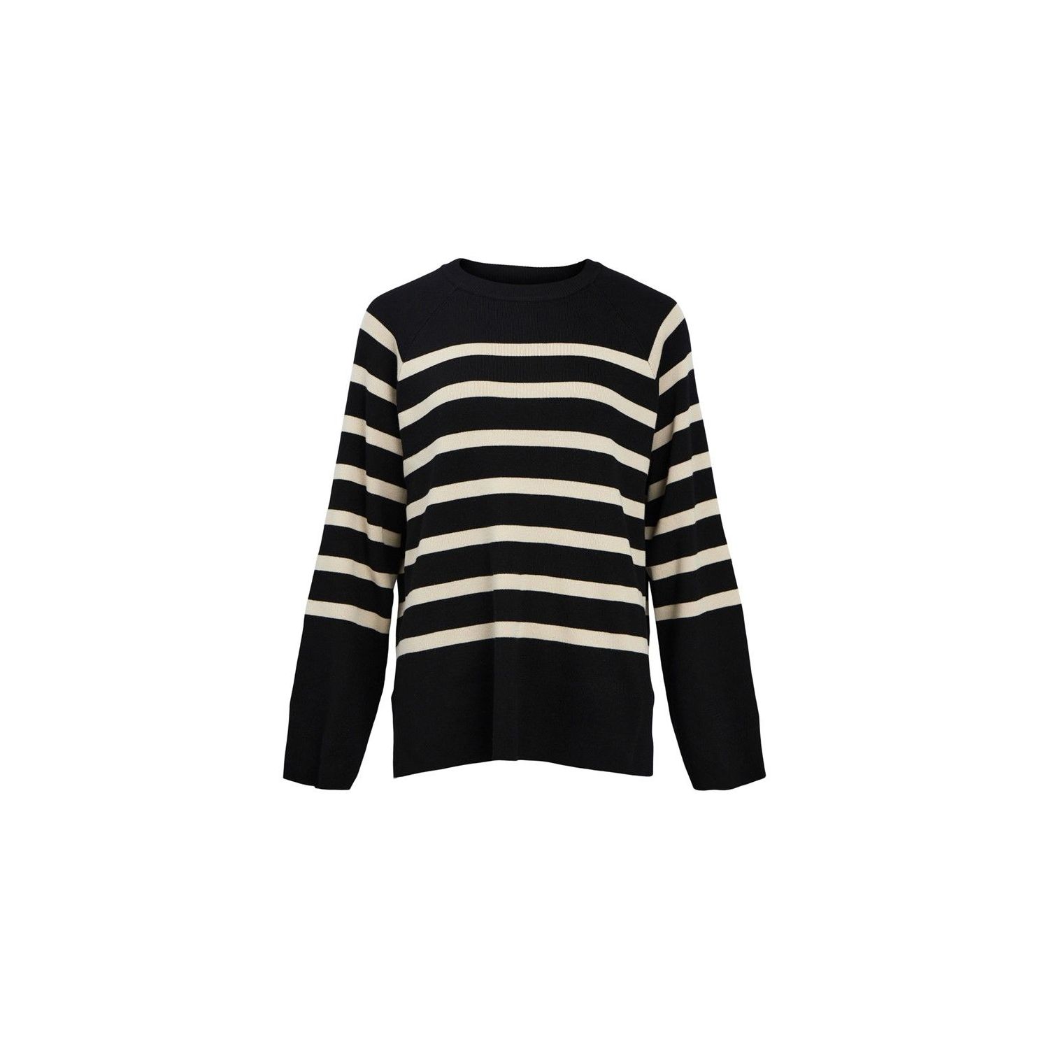 Object objester ls knit top noos sandshell stipes