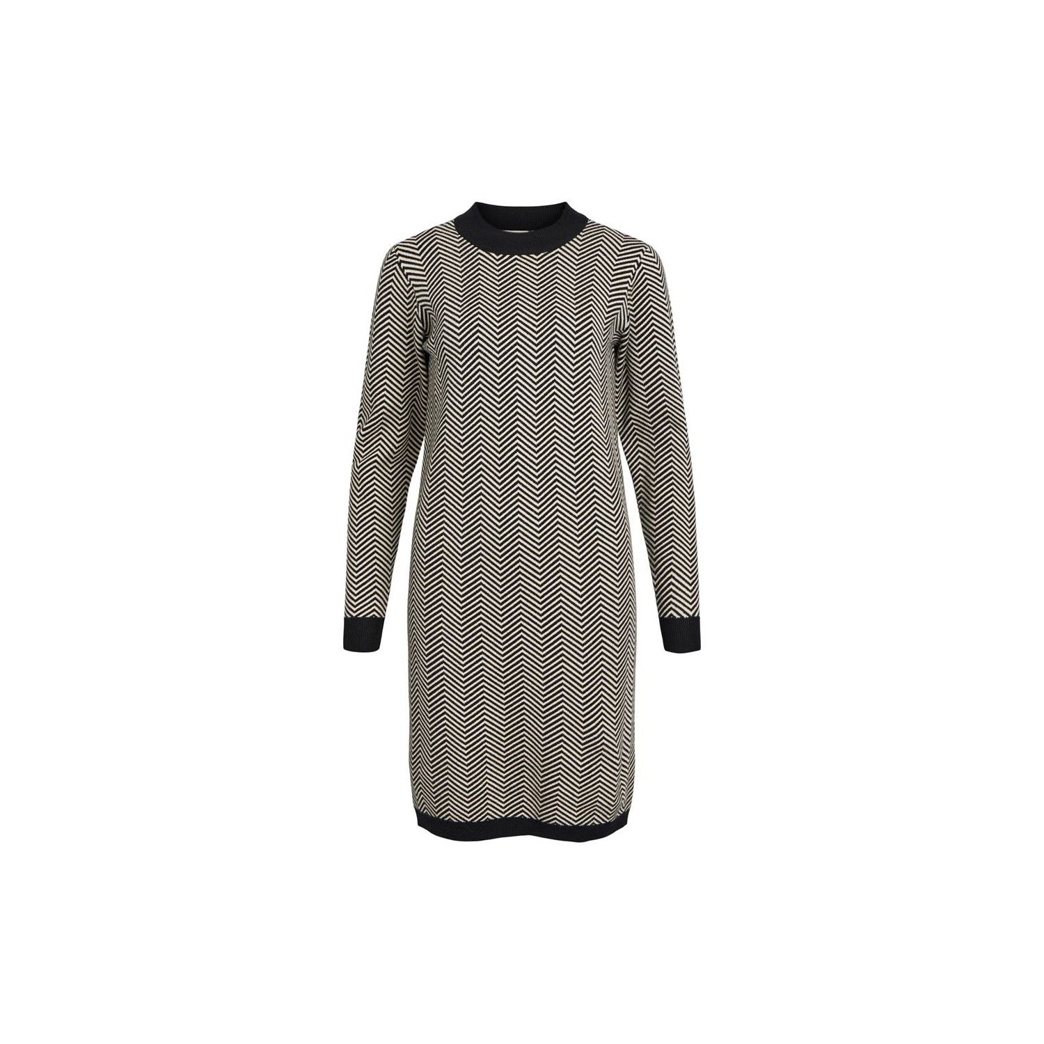 Object objray l/s knit dress aop black