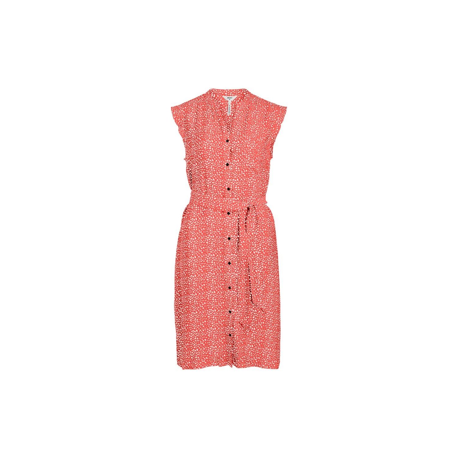 Object objleonora seline s/s dress hot coral aop