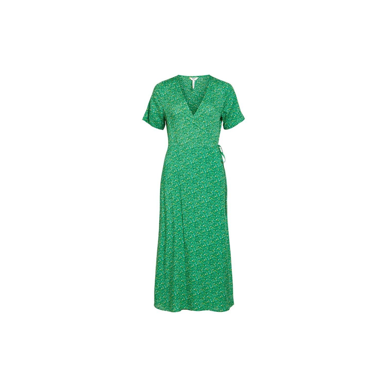 Object objema elise wrap dress artichoke green aop