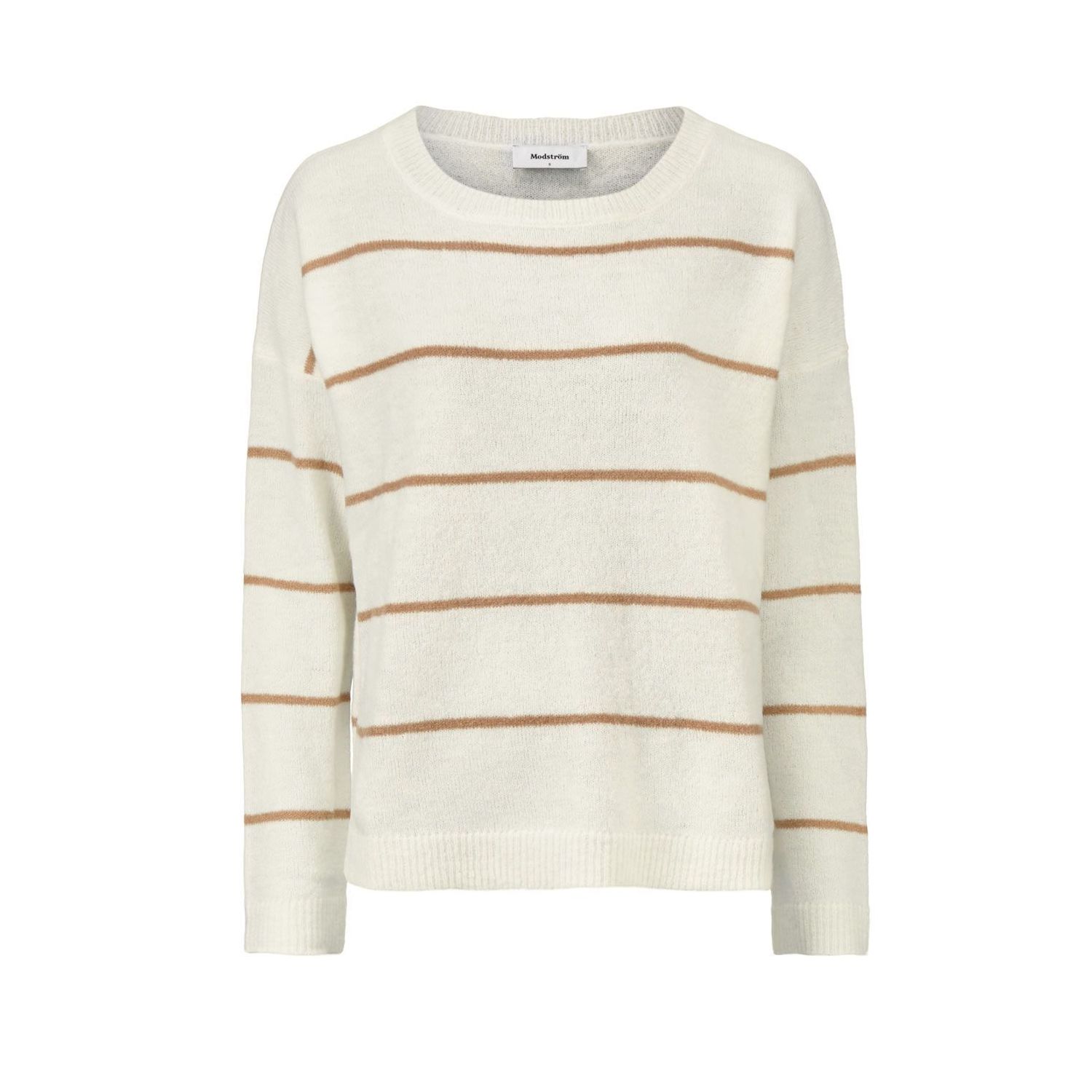 Modstrom agnes o-neck knit sweater white/camel