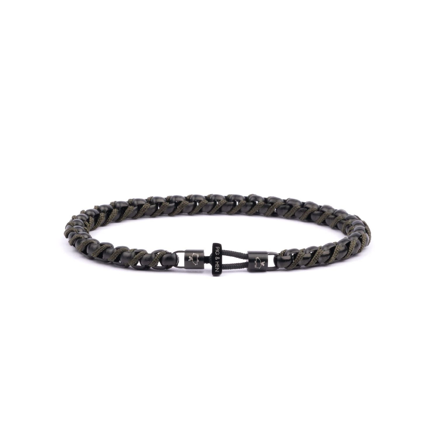 Pig & Hen catena venetian armband army | black