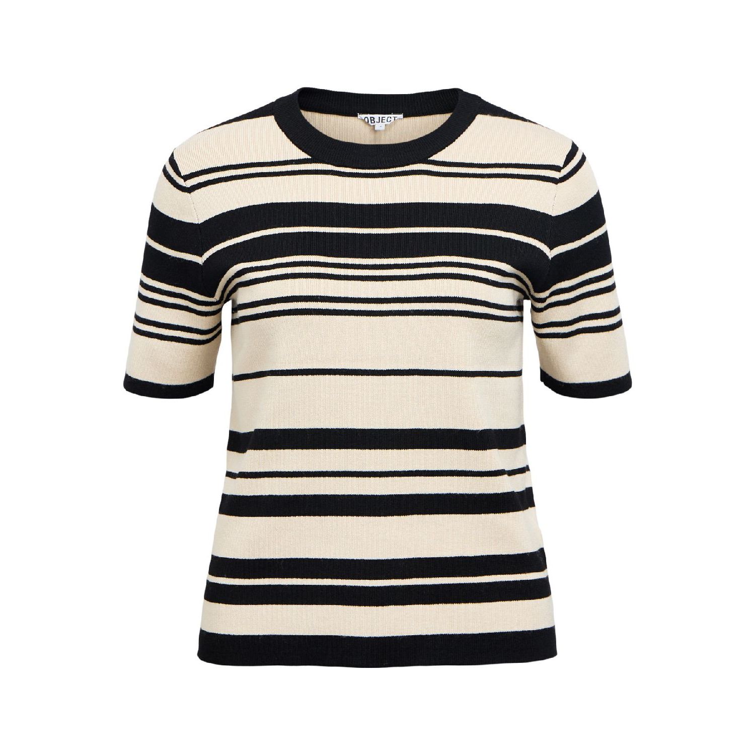 Object objester ss knit pullover noos black/sand