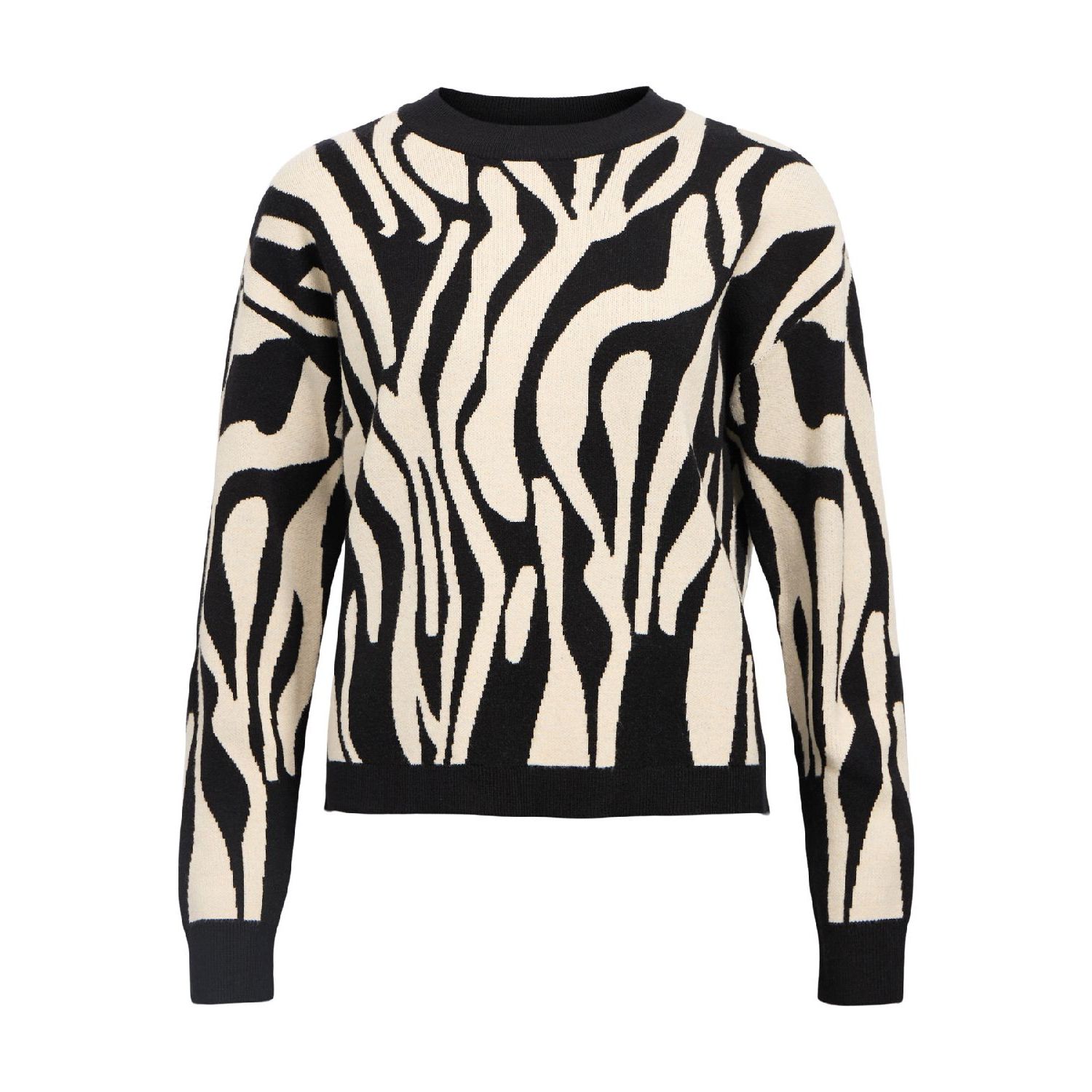 Object objray knit pullover aop noos black abst