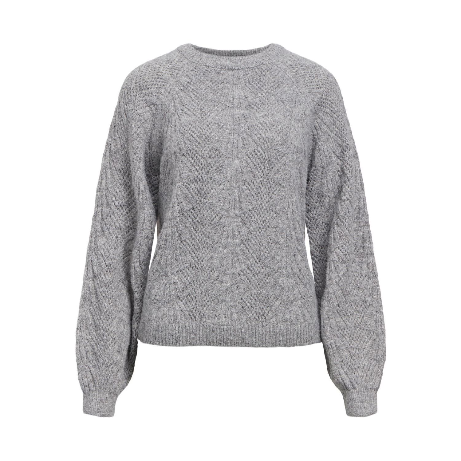 Object objflora l/s knit pullover noos medium grey