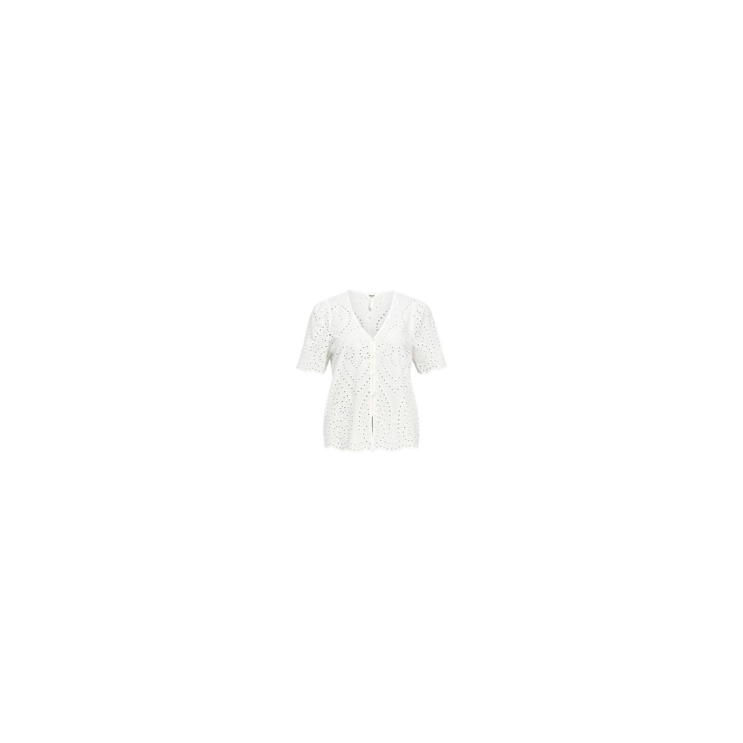 Object objbitten s/s v-neck top cloud dancer