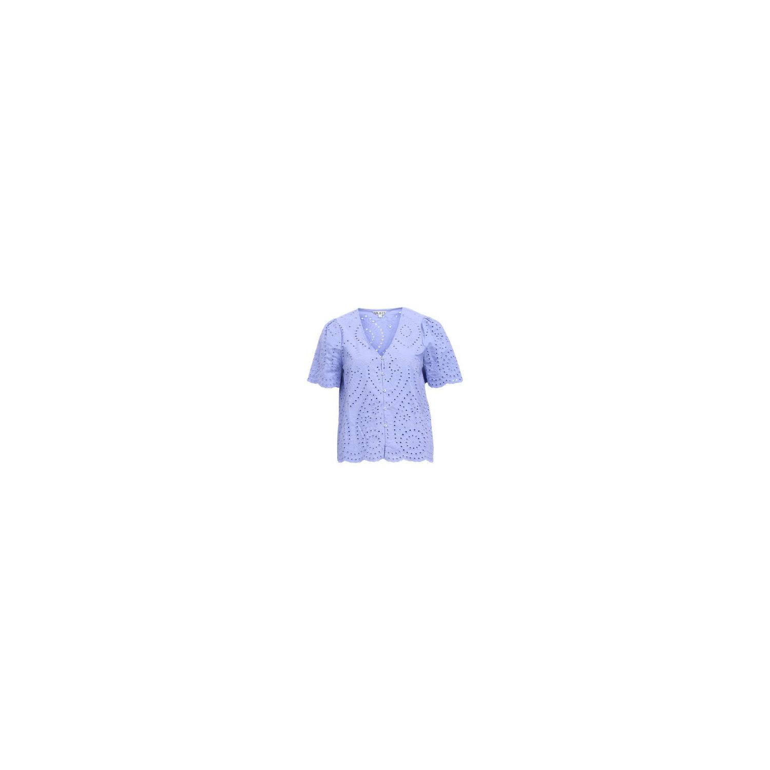 Object objbitten s/s v-neck top jacaranda