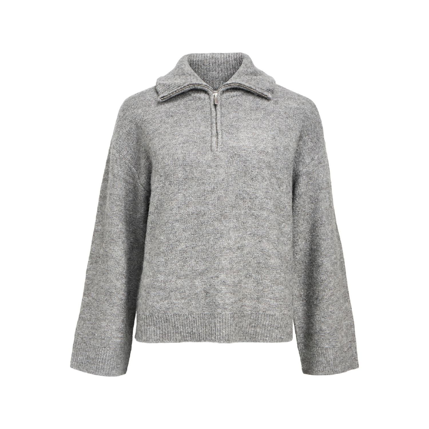 Object objdiana ls zip high neck knit noos me grey