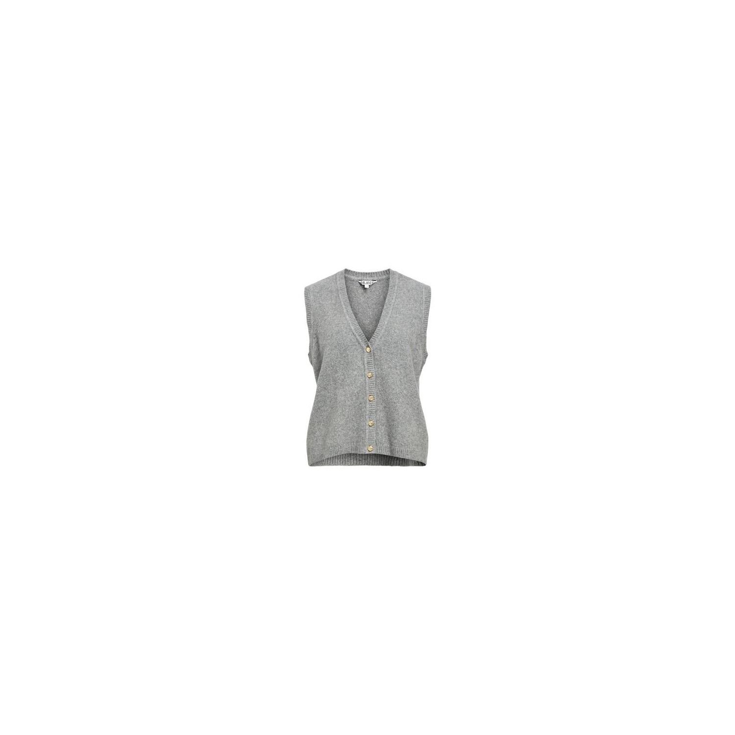 Object objivona s/l knit vest medium grey melange